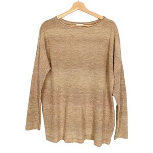 J. Jill Tan Long Sleeve Crew Neck Sweater Size Medium Neutral Jumper